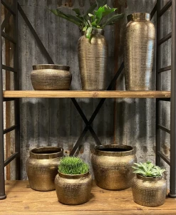 Bloempot Marrakesh - D24 X H21cm - Zilver Goud -Woondecoratie Kortingen bloempot marrakesh serie 3 1