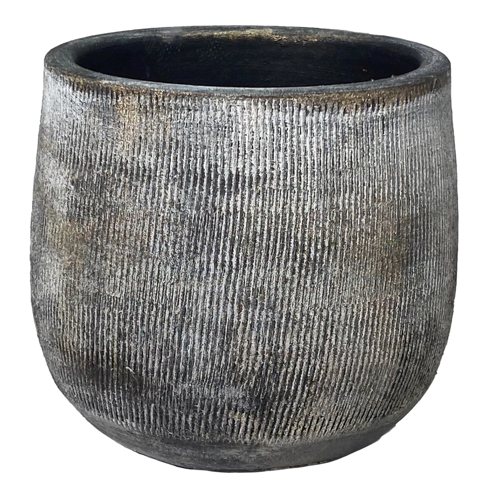 Bloempot Miami - D23 X H21cm - Zwart Cement 3 Bloempot Miami - D23 X H21cm - Zwart Cement