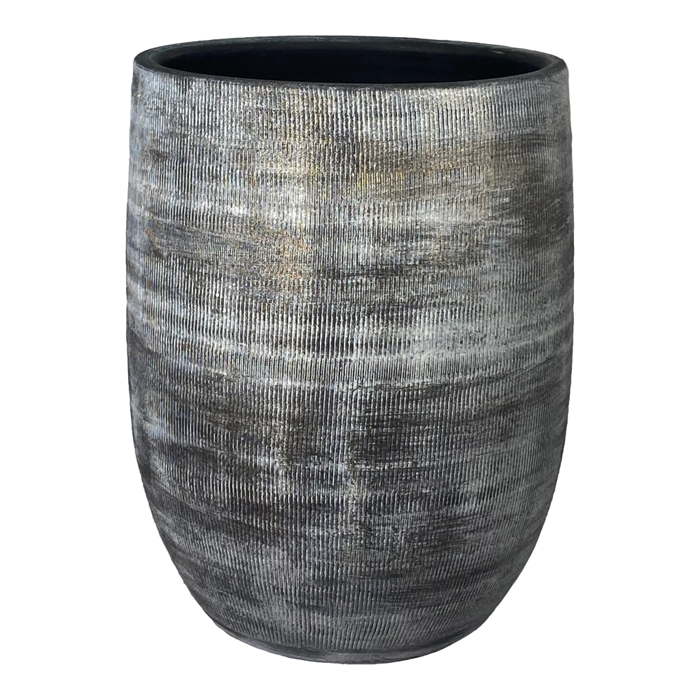 Bloempot Miami Hoog - D26 X H40cm - Zwart Cement 3 Bloempot Miami Hoog - D26 X H40cm - Zwart Cement