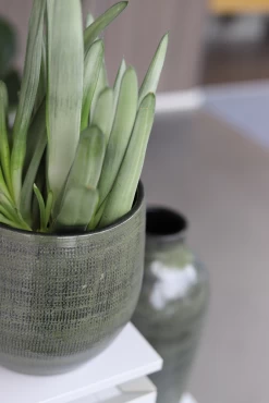 Bloempot Tokio - D24 X H22cm - Groen -Woondecoratie Kortingen bloempot tokio klein groen bloempot 2 1