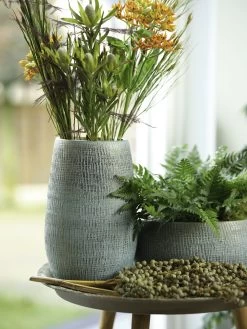 Plantenschaal Ryan - D28 X H13cm - Shiny Blue -Woondecoratie Kortingen bowl ryan shiny blue keramiek d28 h13 schaal 7 13