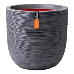 Capi Bloempot Bol Nature Rib NL - D35 X H34cm - Donkergrijs