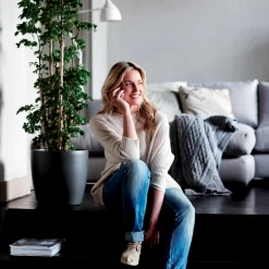 Bloempot Elho Brussels Rond 47cm - Met Wielen - Antraciet -Woondecoratie Kortingen elho brussels rond wielen 47 grijs bloempot 6 6