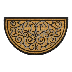 Woondecoratie Kortingen 9 HAMAT Ruco Design Vloermat - Halfrond - 75x45cm - Zwart/Bruin - Deurmat