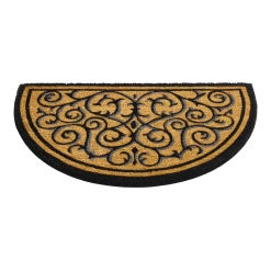 Woondecoratie Kortingen -Woondecoratie Kortingen ruco design vloermat halfrond 75x45cm zwart bruin deurmat 2