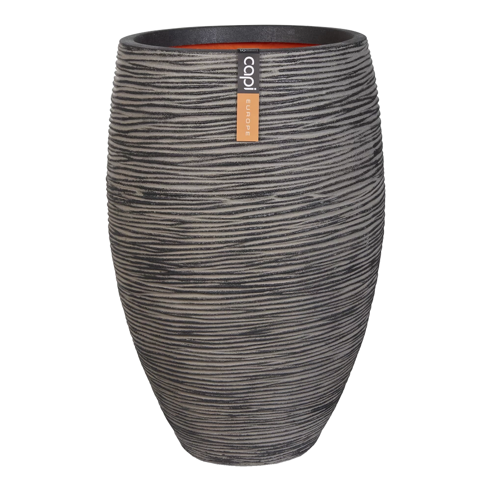 Capi Bloempot Hoog Nature Elegant Deluxe Rib NL - D56 X H84cm - Antraciet 3 Capi Bloempot Hoog Nature Elegant Deluxe Rib NL - D56 X H84cm - Antraciet