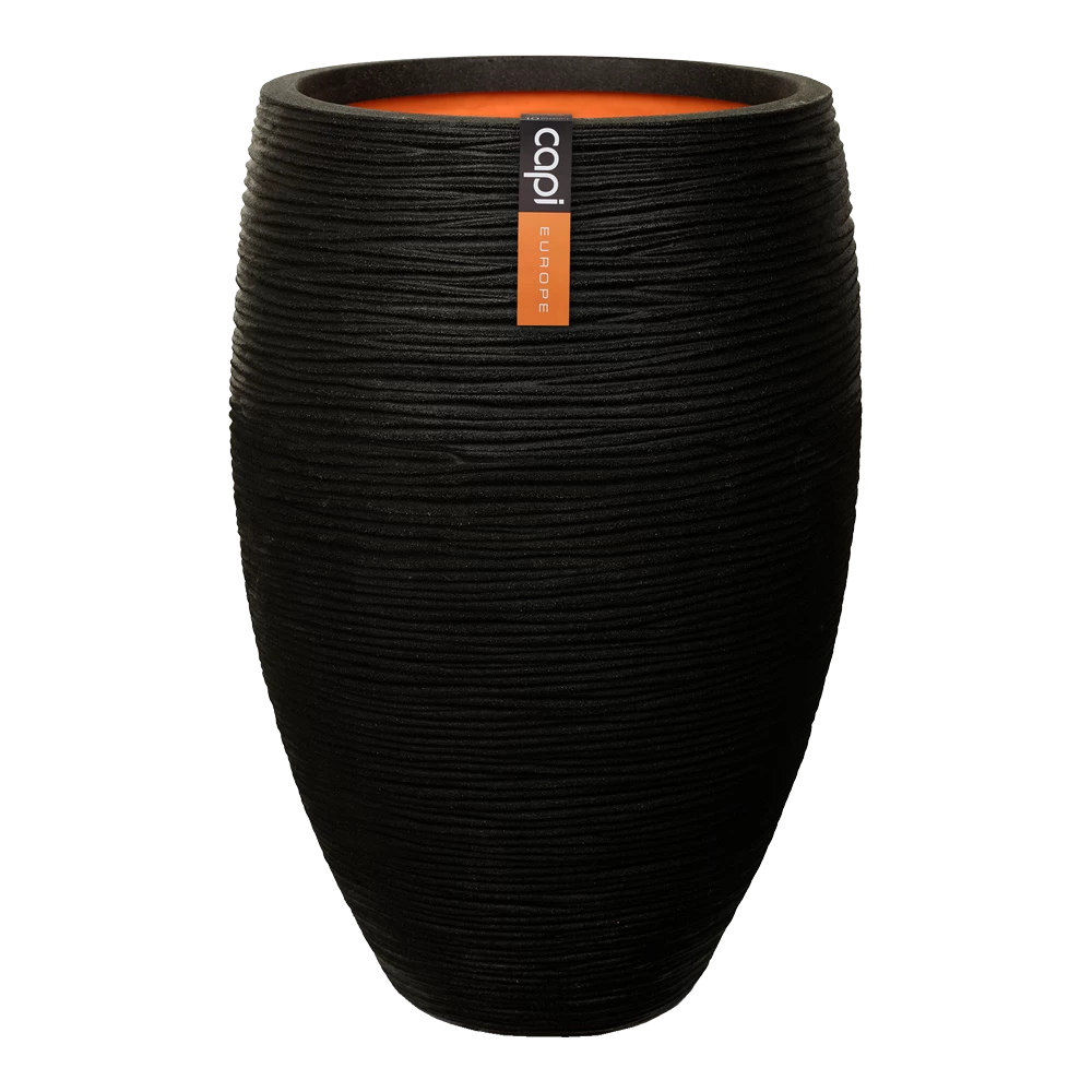 Capi Bloempot Hoog Nature Elegant Deluxe Rib NL - D56 X H84cm - Zwart 3 Capi Bloempot Hoog Nature Elegant Deluxe Rib NL - D56 X H84cm - Zwart