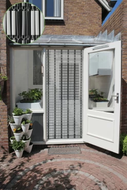 Vliegengordijn Banen - Wit/Zwart/Zilver - 100 X 232cm - Sun-Arts -Woondecoratie Kortingen vliegengordijn banen wit zwart zilver 100 x 232cm sun arts 100 3