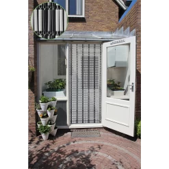 Vliegengordijn Banen - Wit/Zwart/Zilver - 90 X 210cm - Sun-Arts -Woondecoratie Kortingen vliegengordijn banen wit zwart zilver 90 x 210cm sun arts 90 4 2