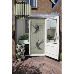 Vliegengordijn Zwaluwen - Creme/Zwart - 90 X 210cm - Sun-Arts -Woondecoratie Kortingen vliegengordijn zwaluwen creme zwart 90 x 210cm sun arts 90 4 4