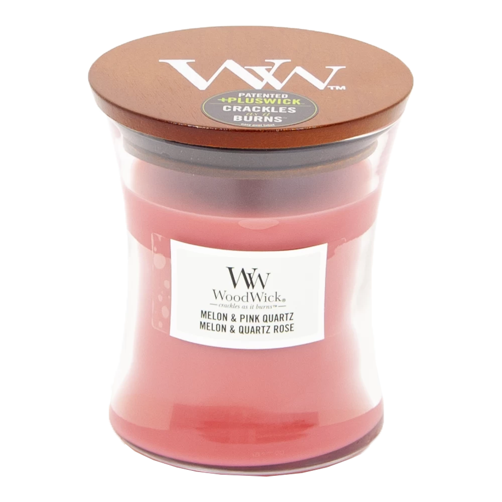 Woodwick Melon & Pink Quartz Medium Candle - Geurkaars 3 Woodwick Melon & Pink Quartz Medium Candle - Geurkaars