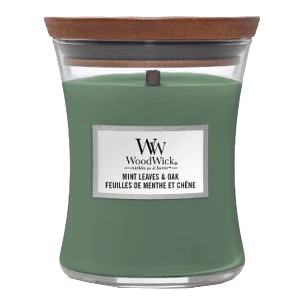 Woodwick Mint Leaves & Oak Medium Candle - Geurkaars 3 Woodwick Mint Leaves & Oak Medium Candle - Geurkaars