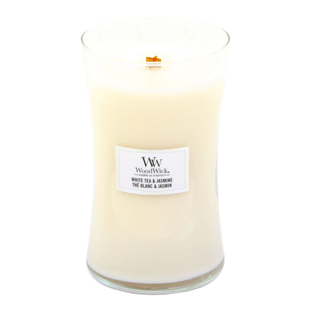 Woodwick White Tea & Jasmine Large Candle - Geurkaars 4 Woodwick White Tea & Jasmine Large Candle - Geurkaars - Afbeelding 2