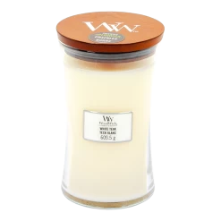Woodwick White Teak Large Candle - Geurkaars