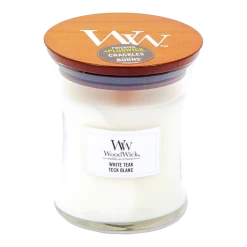 Woodwick White Teak Medium Candle - Geurkaars